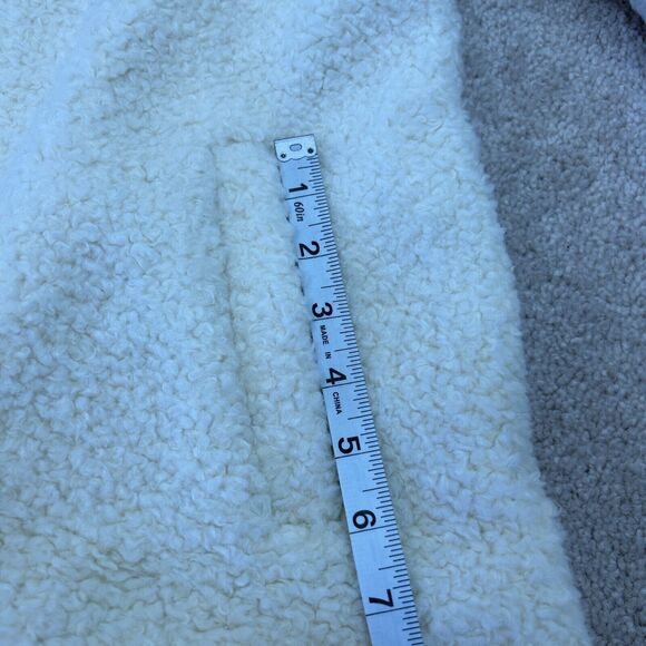 Loft Teddy Coat Jacket Womens Large Cream Boucle Faux Fur Zip Pockets Ladies New - Picture 10 of 13